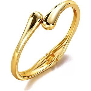 Gold Bangle Bracelets for Women and Teens Adjustable Chunky Twist Cuff